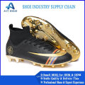 2019 Popular Golden Color Sole Long Spikes Football Shoes, White Professional Soccer Shoe